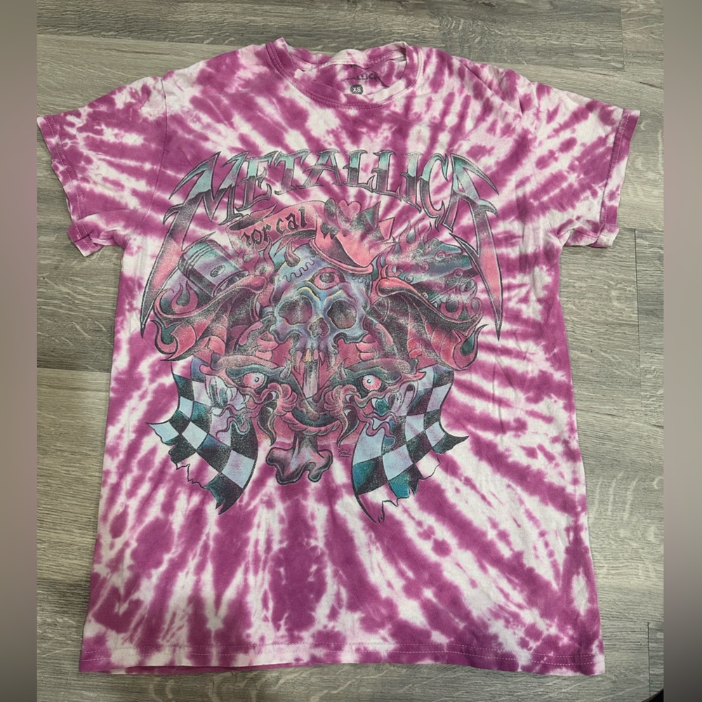 Pink Tie-Dye Metallica Graphic T-Shirt